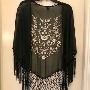 Black Kimono with embroidered design in back